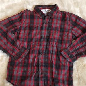 Boys Old Navy button down plaid oxford Sz S (6/7)